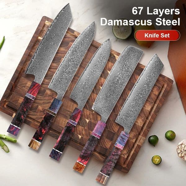 15 PCS Kitchen Knife set VG10 Damascus Steel Japanese chef Santoku Nakiri kiritsuke knife Stable wood Handle 260106
