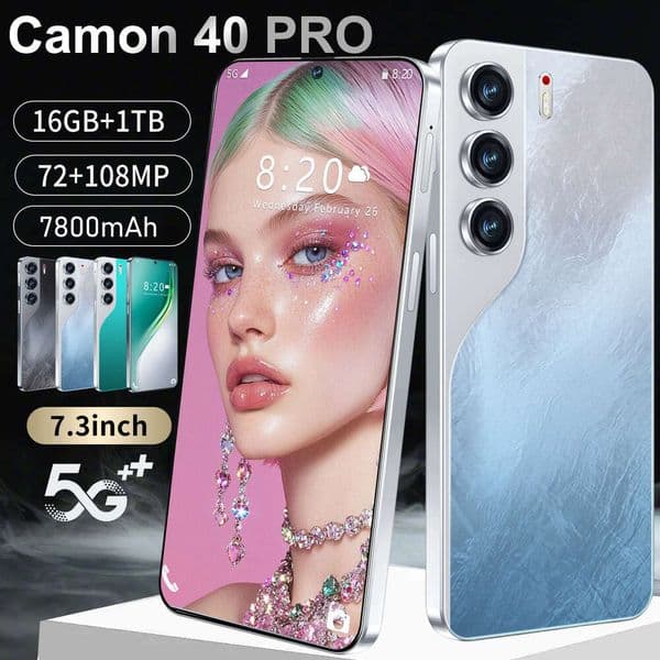 2026 New Camon 40 Pro 16GB 1TB Original Smart 7.3-inch Dual SIM Android 15 Global Version 72+108MP Camera 7800mAh Battery HOT SANNAING