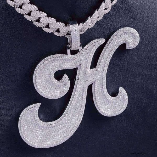HipHop Initial Name Ice Pearl 925 Sterling Silver Rhodium Plated Nickel-Free VVS Silicon Stone Letter XO Cluster Pendant for Men and Women