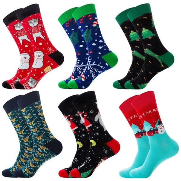 Men Christmas Socks Autumn Winter Year Sox Santa Claus Tree Snow Elk Gift Happy Big Size39 251231