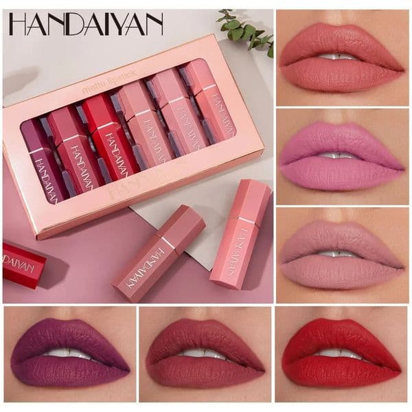 6Pcs/set 6 Colors Velvet Matte Velvet Lipstick Set Long Lasting Red Lipstick Waterproof Women Make Up Cosmetics 260106