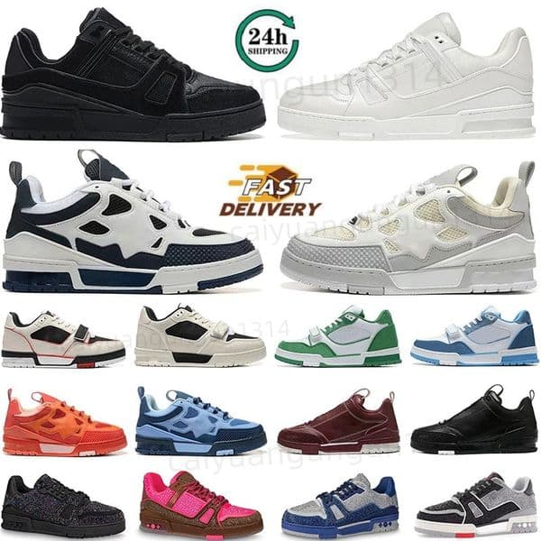 2026 Designer Trainer Casual Shoes Denim Calfskin Leather Luxury Sneaker Embossed Abloh White Green Red Blue Letter Overlays low-top mens womens Sneakers c01