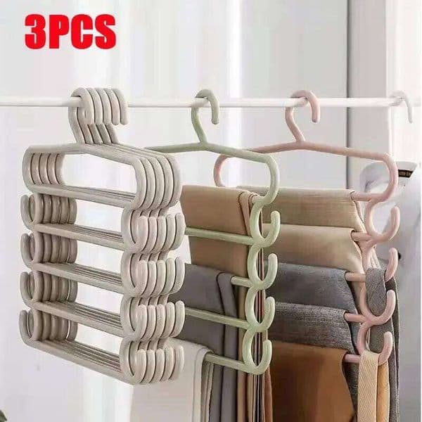 5-Layer Rotatable Clothes Hanger Organizer - Durable Pants Rack with Anti-Slip Clips for Jeans/Dresses, Space Saving 26H0111