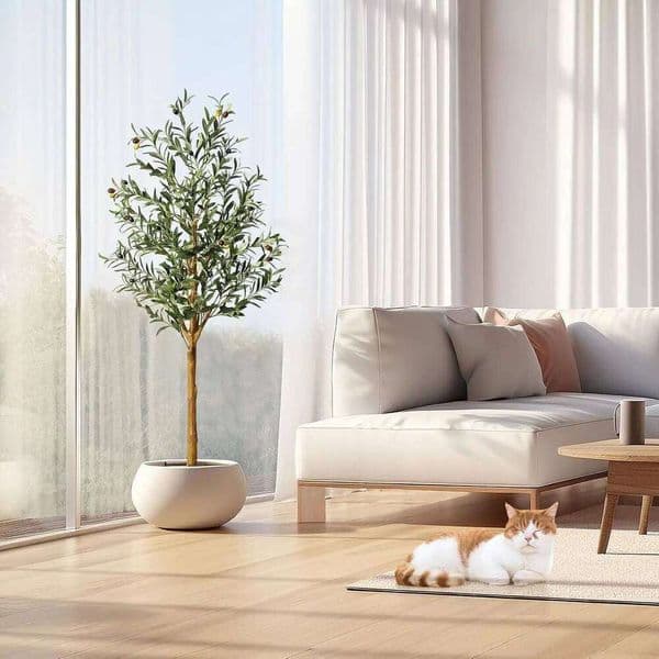 1Pc/2Pcs Olive Tree 4ft 5ft / 6ft, Large Artificial Fake Plastic Plants in Pot for Home Bedroom Decor 26W0112
