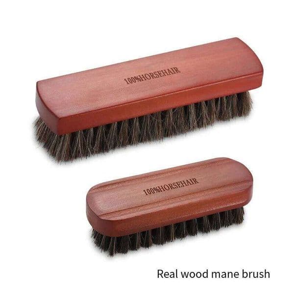Mane Lotus Wood Soft Horse Hair Polish Oil Washing Suede Cleaning Shoe Brush 26Y0112