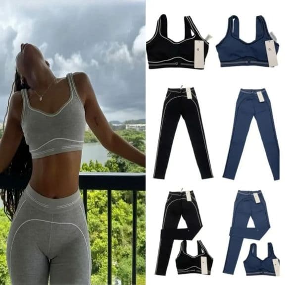 2026 New New Designer 2 Piece Yoga Breathable Leggings Soft Elastic Outfits Pants outdoor Fitness Wear Set Women Clothe Shorts Sports Bra Tracksuit Free Shippin