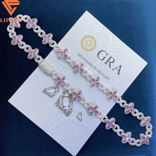 New Luxury Man Women Iced Out Fancy Chains Vvs Moissanite Diamond Four Leaf Clover Flowers Infinity Cuban Link 14K Chain Necklace