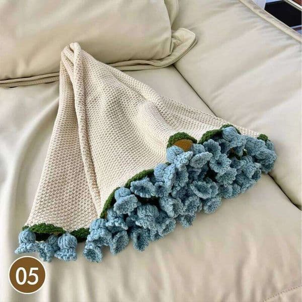 80/110cm Crocheted Rose Finished Product Hand Knitted Flower Bouquet Blankets Home Decor Bed Sofa Throw Blanket XJ260112