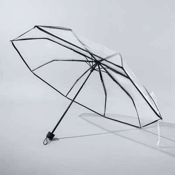 Transparent Folding Non-automatic Men Ripple Edge Black Business Rain Umbrella Women Plastic Clear Ladies Parasol 26Y0112