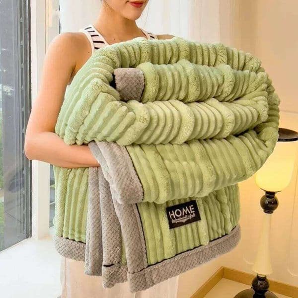 Solid Colour Rabbit Plush Striped Autumn Winter Warm Soft Fluffy Warmth Sofa Blankets for Throw Napping Shawl Blanket XJ260112