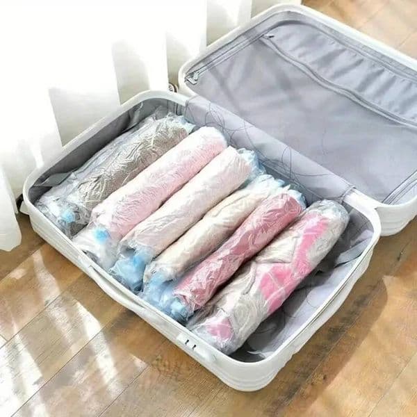 Bestseller 4 Pack Travel Compression Bags Manual roll up space savers with dry wet separation. No pump needed cruise essential clothing ddmytues