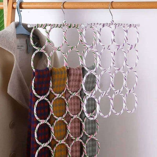 9/12/16/28 Holes Scarf Multi Scarves Display Hang Ties Belt Organize Circle Storage Holder Clothes Hanger 26Y0112