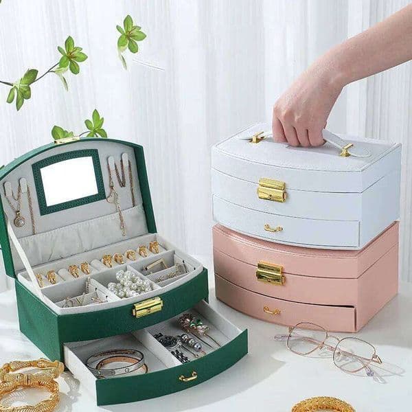 Double Layer Jewelry Drawer Style Jewellery Display Organizer For Storing Necklace Ring Earring Fashion Storage Box 26Y0112