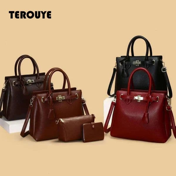 2026 Autumn New Simple Large Capacity Textured Handbag Multi-Compartment Women Commuter Stylish Single Shoulder Crossbody Bag TEROUYE