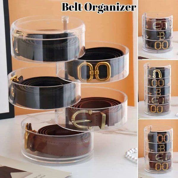 2026 New Rotating Lti Layer Belt Organizer Transparent Display Case For Women's Belts Necklaces Jewelry And Bow Tie Storage Holder Free Ship