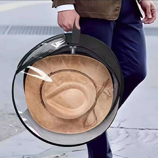 Large Transparent Hat Storage Bag with Zipper Can Hold 7 Cowboy Hats Wide Handle Dust Proof Organizer for Closet Travel Rack 26H0111