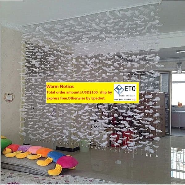 natural crystal feather curtain 1m long white feather door curtain Home & Garden Decorations ZZ