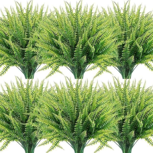 10PCS 45CM Artificial Fake Boston Fern Greenery Outdoor UV Resistant Faux Plastic Plants Garden Porch Window Box Decor 26W0112