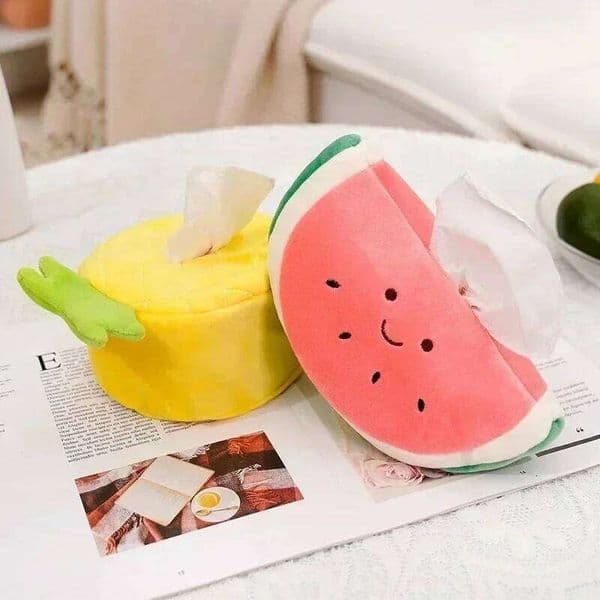 Plush Cute Cartoon Fruit Pineapple Box Paper Tissue Holder Napkin Case Pouch Gifts 26Y0112