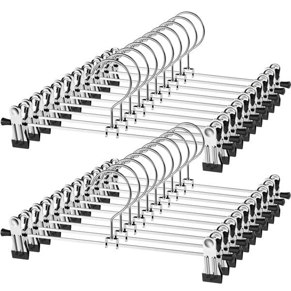 Heavy Duty 10 Pack, Adjustable Metal Pants Hanger, Skirt with Clips Space Saving Hangers ddmynov