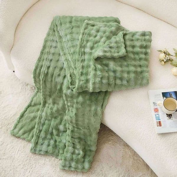 Sage Green Fleece Throw Super Soft Lightweight Fuzzy for Bedroom Home Decor Cozy Fluffy Bubble Blanket Gift XJ260112