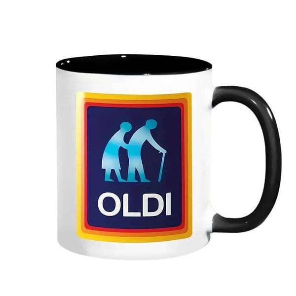 1pc 330ml Oldi Man Ceramic Coffee Mug Double-sided Pattern Birthday for Grandpa Grandma Old People Gift Joke Cup 26Y0112