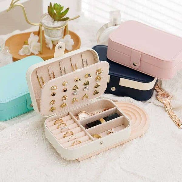 Portable Box Travel Case Leather Storage Earrings Necklace Ring Jewelry Organizer Display 26Y0112
