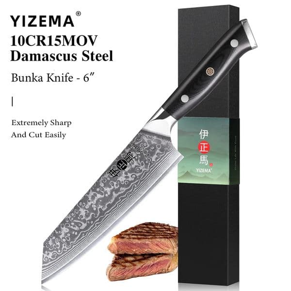 YIZEMA 6inch Japanese Style Bunka Knife High Quality Damascus Steel Slicer Meat Utility Fruit Professional Kitchen Chef Knives 260106