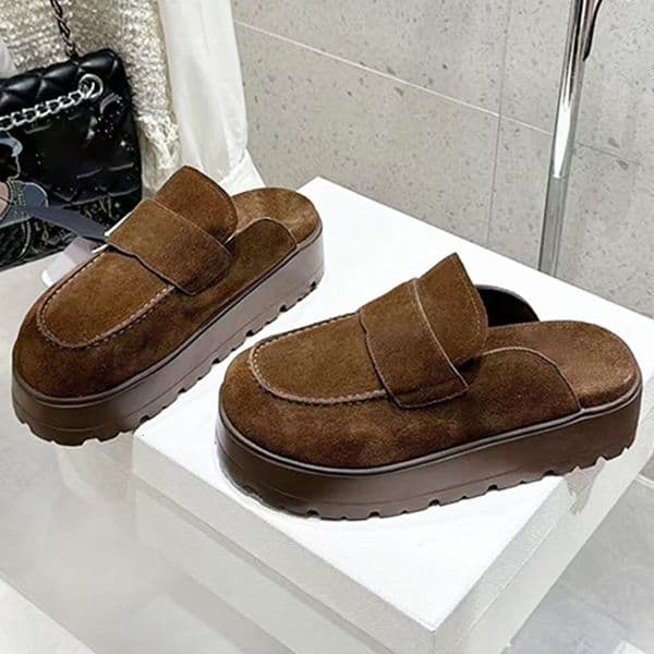 Designer Luxury Women Hot Suede Mule Slippers Women Platform Slippers Slip On Casual Shoes 976