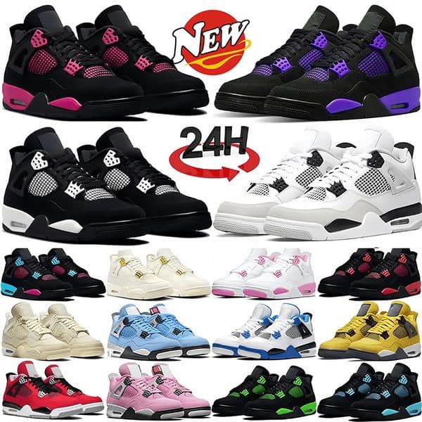 With Box 4s Men jump mans 4 Basketball Designer Shoes Black Cat 2025 University Women White Pure Money Pink Thunder Oreo Military Blue Sneakers 36-47