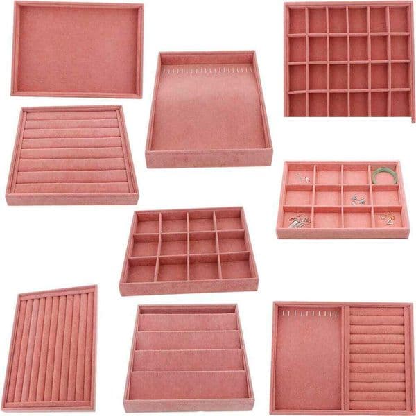 2023 NEW Velvet Jewelry Ring Display Organizer Case Tray Holder Necklace Earrings Bangle Storage Showcase Gift Box 26Y0112