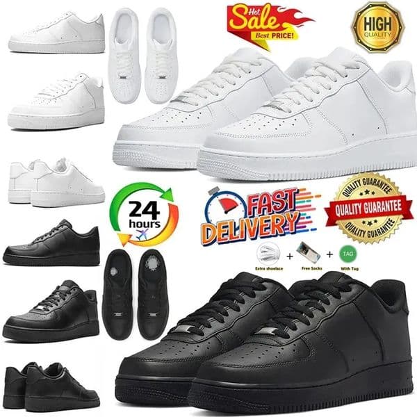 With box AF1s designer trainers casual shoes low for men women platform triple white black outdoor sports runner womans mans running shoe trainers sneakers