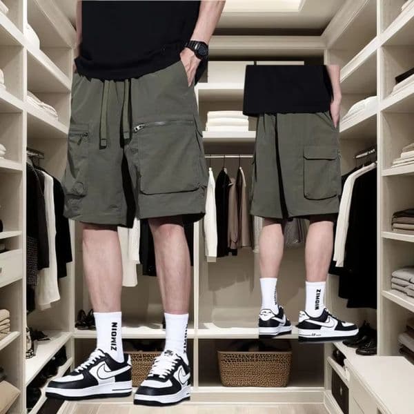 Summer Cargo Shorts Casual Beach Surfing Quick Dry Sport Shorts for Men Vintage Loose Multi-pockets Swetpants S260409