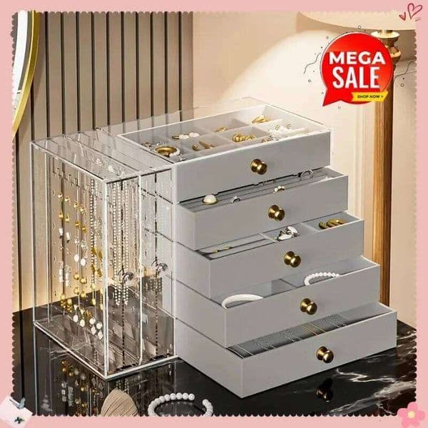 New Multi-Layer Transparent Desktop Jewelry with Large Capacity Drawers Bracelet/Chain Storage Box 26Y0112