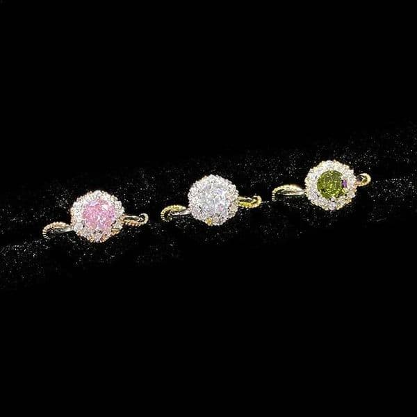 Moissanite Styl1 MDL Out-of-this-world Glow In The Dark 18K Gold Plated Lace Swiss Olive Green Finished Ring