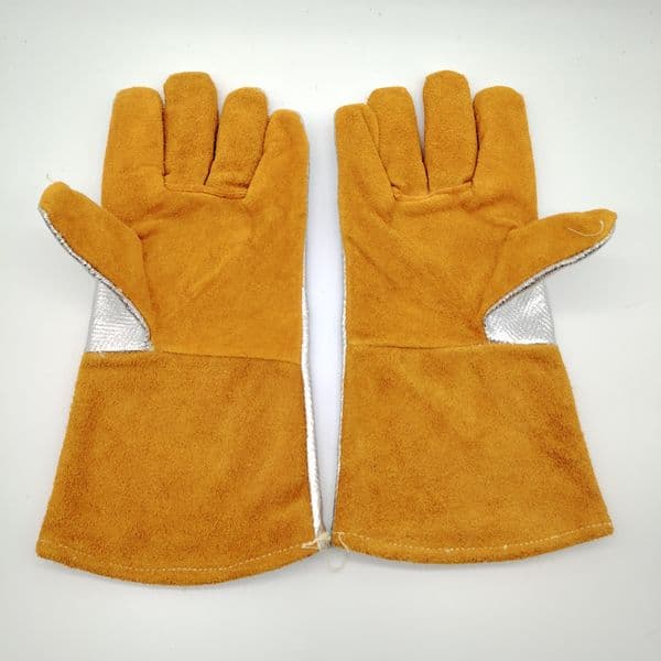 Aluminum Foil Double Layer Cowhide Welding Gloves Fireproof Flame Retardant Industrial Safety Work Gloves