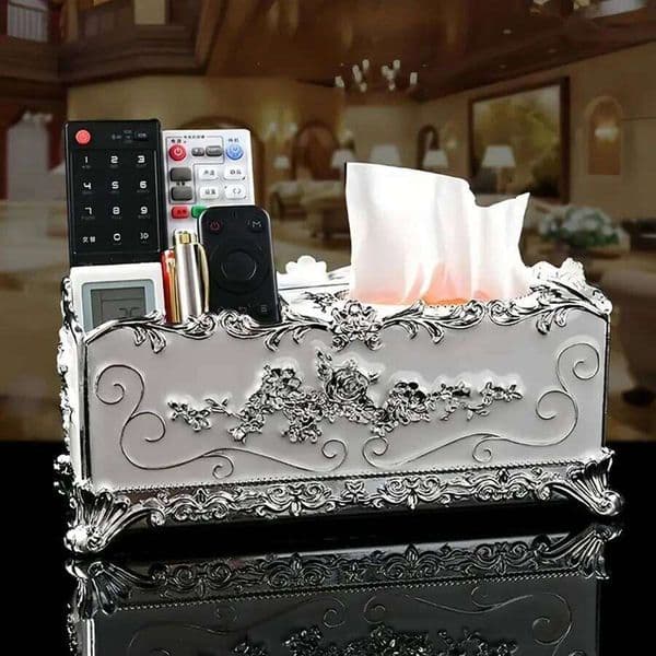 1PC Multifunctional European style tissue box, living room desktop remote control storage box 26Y0112
