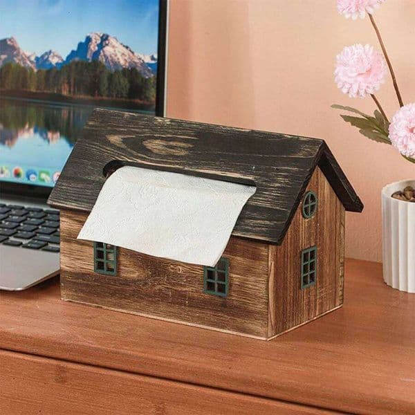Creativity Wooden House Tissue Restaurant Solid Wood Retro Box Household Living Room Roll Paper Boxes 26Y0112