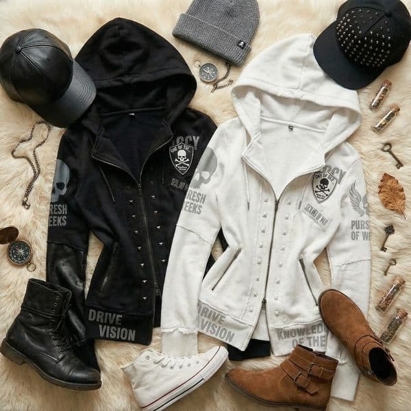 Y2K Gothic Trend Women Studded Zipper Hoodie Hip Hop Harajuku Patchwork Embroidered Street Print Sweatshirt 260109BJ