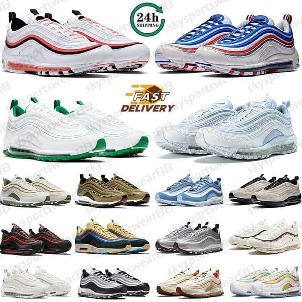 Designer Shoes Running Sneakers For Men Women 97 Triple Khaki 97s Sean Wotherspoon Sier Bullet Blue Sail Outdoor Sports Mens Trainers Sneaker