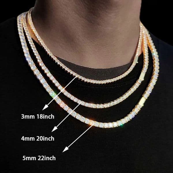 Hip Hop Tennis Link Necklace For Men Women Iced Out Bling CZ Stone Fashion Jewelry M 4MM 5MM Fine Chain Spring Clasp 260109