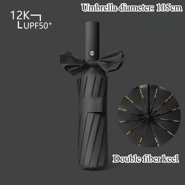 60 Bone Fully Automatic Men's Wooden Handle Windproof Business Folding Sunshade Umbrella 26Y0112