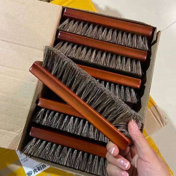 Premium Horsehair Bristle Shoe Polish Waxing Multi-Purpose Cleaning Universal Strong Brush for Shoes Leather Furniture 26Y0112
