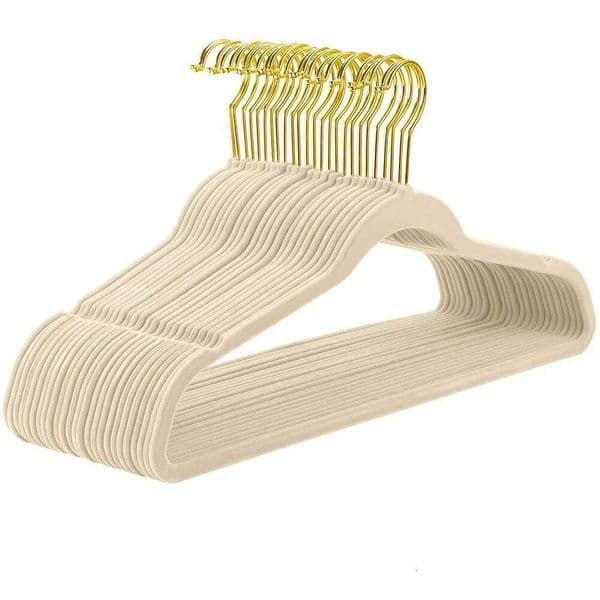 45CM traceless flocking hook hanger, non-slip hanger household wardrobe storage, clothing display rack, adult magic hanger. 26H0111