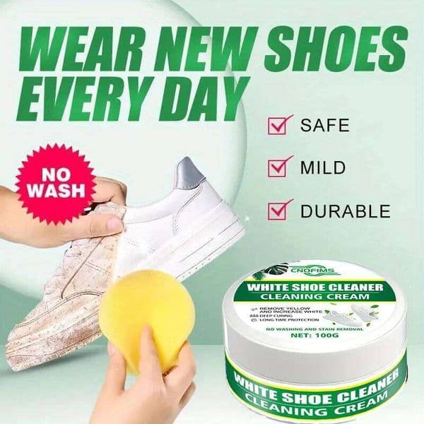 White Sneaker Care Cream, Synthetic Polish & Repair Agent A versatile product for restoring shine to shoes and furniture, ea 26H0111