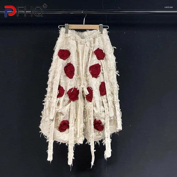 Men's Shorts PFHQ Casual Men Loose Three-dimensional Pockets Decoration Drawstring Lace Up Design Male Pants Fashion 21E6010