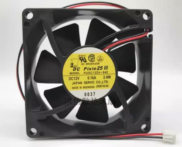Original SERVO PUDC12Z4-042 12V 0.16A 2.4W 8cm 8025 Two-Wire Cooling Fan