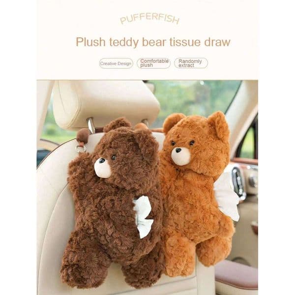 1pc Box - Vehicle-Mounted Paper Towel Creative Plush Bear Car Tissue Box, Multifunctional Hangin 26Y0113