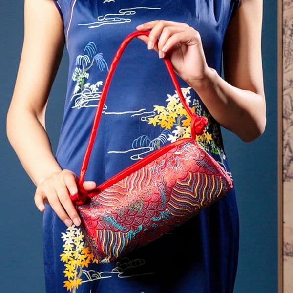 Fashion Shoulder Bag Women Handbag Embroidered Silk Bag Female Purse Small Cute Cosplay Cheongsam Flower Satin Tote Bag260106