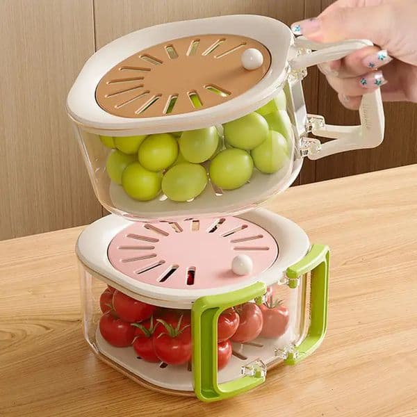 Fruit Strainer 2 In 1 Drainer And Strainer Multi-function Drain Basket Fruit Vegetable Washing Basket With Lid Drainer Tool Bowl 260112